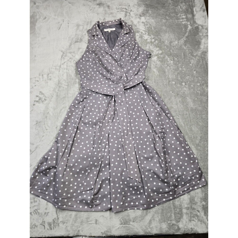 Evan Picone Classic Retro fit & flare Polka Dot midi dress Rockabilly sz12